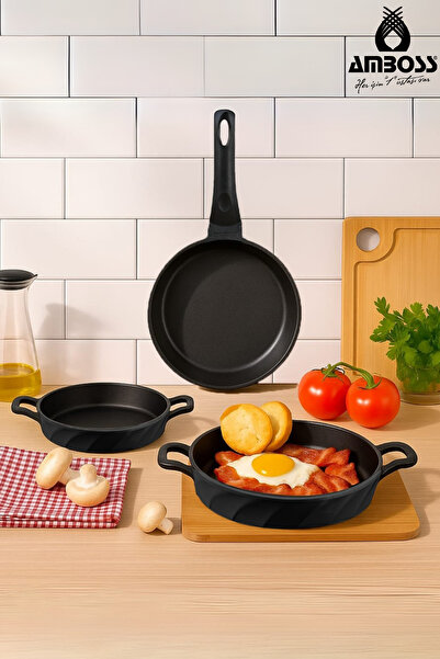 Amboss Vento 3 Piece Cast Iron 26 cm Pan 18-20 cm Saucepan Set