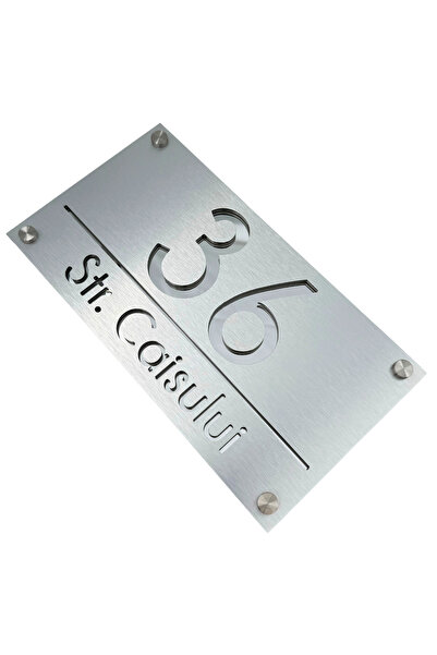 Adresa VIP NUMAR CASA PREMIUM - Aluminiu Periat Argintiu Oglinda 4 Distantier...