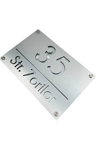 Adresa VIP NUMAR CASA PREMIUM - Aluminiu Periat Argintiu Oglinda 4 Distantier...