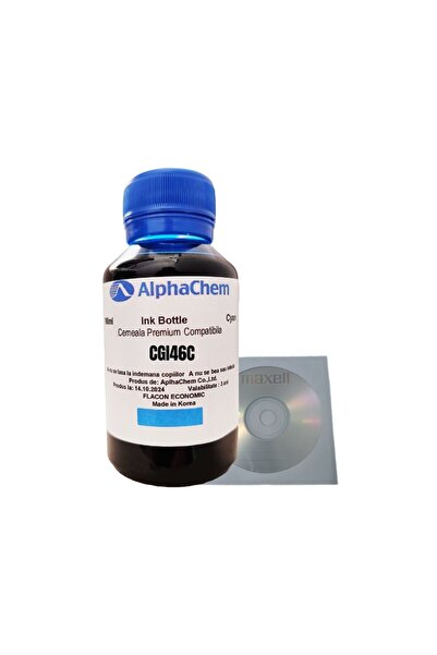 alphachem Flacon Cerneala Compatibil Canon 1x100ml GI-46C Cyan, 1buc Cdr Maxe...