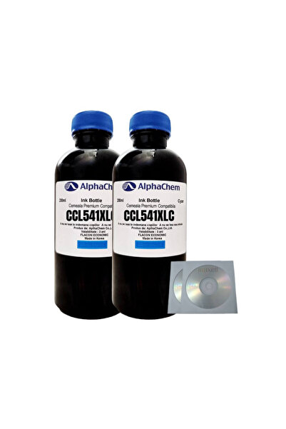 alphachem Set Flacon Cerneala Compatibil Canon 2x200ml CL-541XLC Cyan, 2buc C...