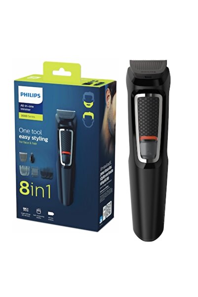 Philips Aparat de tuns pentru barbă și păr 8 în 1 MG3730/15, lame autoascuțitoare, negru