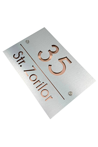 Adresa VIP NUMAR CASA PREMIUM - Aluminiu Periat Roze Auriu Oglinda 2 Distanti...