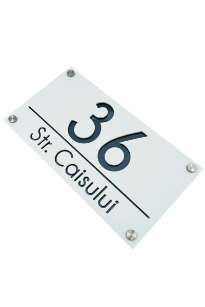 Adresa VIP NUMAR CASA PREMIUM - Alb Satinat Gri Antracit Oglinda 4 Distantier...