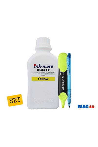 Ink-mate Set Flacone Cerneala Compatibil Canon GI41 ( 1x500ml Yellow) + Pix cu mecanism si Textmarke