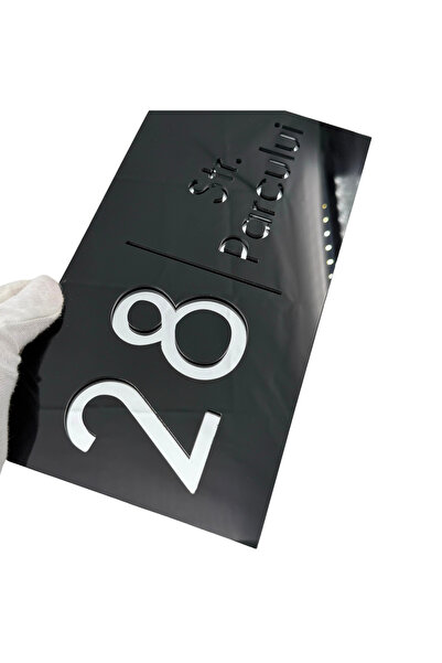 Adresa VIP NUMAR CASA PREMIUM - Negru Lucios Argintiu Oglinda - 28x15cm