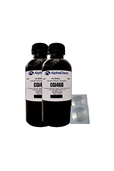 alphachem Set Flacon Cerneala Compatibil Canon 2x200ml GI-46BK Negru, 2buc Cd...
