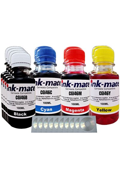 Ink-mate Compatible Canon Ink Bottle Set 4x100 GI-46BK Black 2x100 GI-46C Cya...