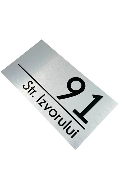 Adresa VIP NUMAR CASA PREMIUM - Aluminiu Periat Negru Lucios - 28x15cm