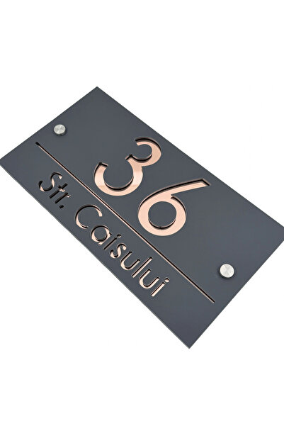 Adresa VIP NUMAR CASA PREMIUM - Gri Satinat Roze Auriu Oglinda 2 Distantieri ...