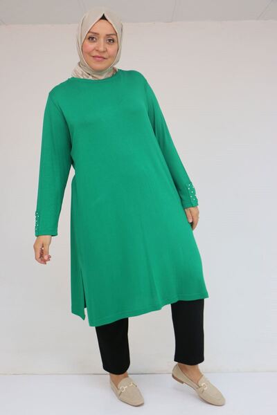 Eslina 58115 Plus Size Beyoğlu Detailed Strawberry Tunic with Sleeves - Beneton