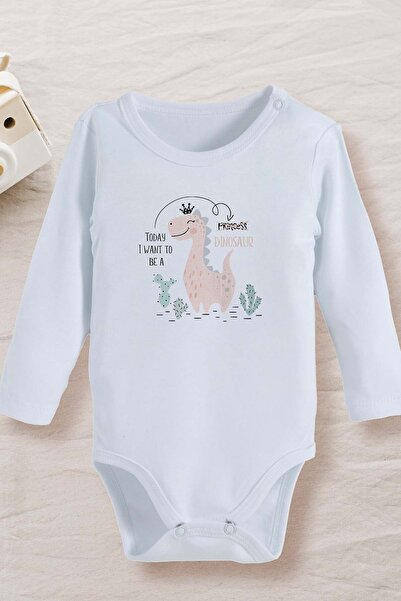 bebek perisi 100% Cotton Organic Princess Dinosaur Design Baby Bodysuit (1047)