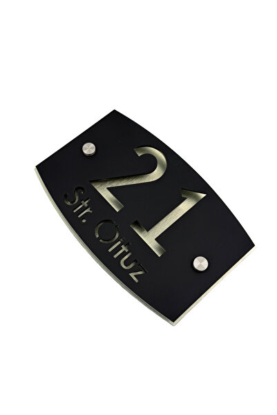 Adresa VIP NUMAR CASA PREMIUM - Negru Satinat Aluminiu Auriu Periat 2 Distant...