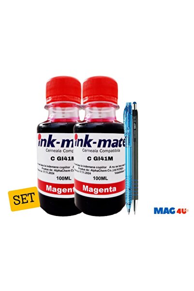 Ink-mate Set Flacone Cerneala Compatibil Canon GI41 ( 2x100ml Magenta) + Pix CNX567 si Pix cu gel