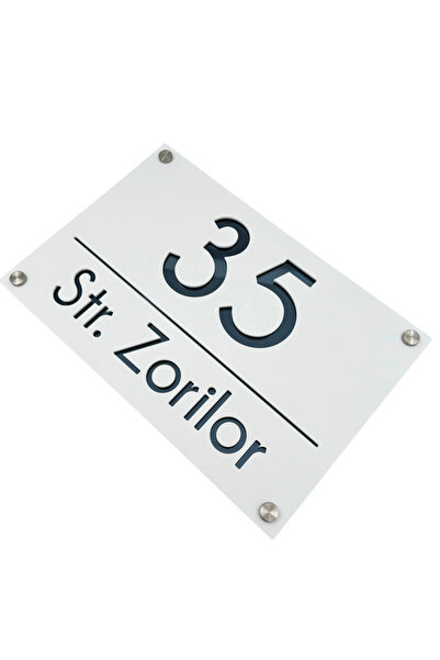 Adresa VIP NUMAR CASA PREMIUM - Alb Satinat Gri Antracit Oglinda 4 Distantier...