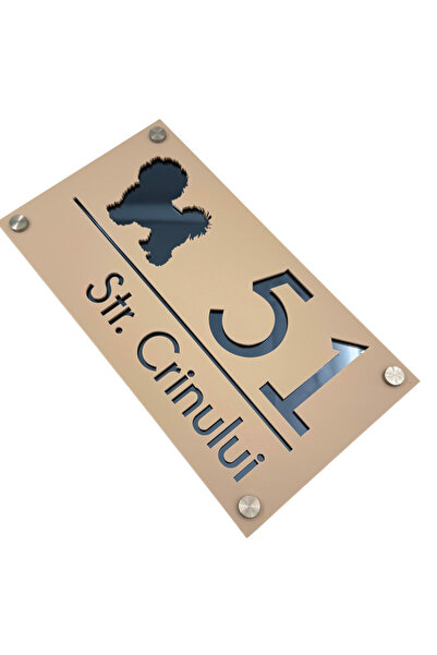 Adresa VIP NUMAR CASA PREMIUM - Crem Satinat Gri Antracit Oglinda 4 Distantie...