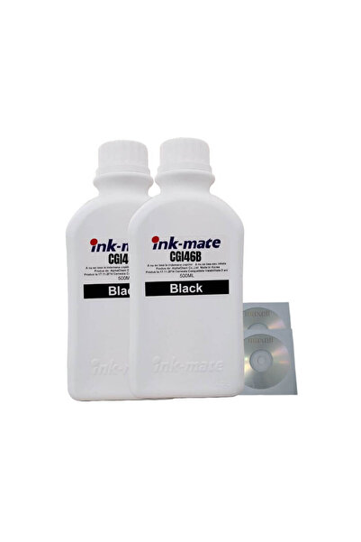 Ink-mate Set Flacon Cerneala Compatibil Canon 2x500ml GI-46BK Negru, 2buc Cdr Maxell cu plic