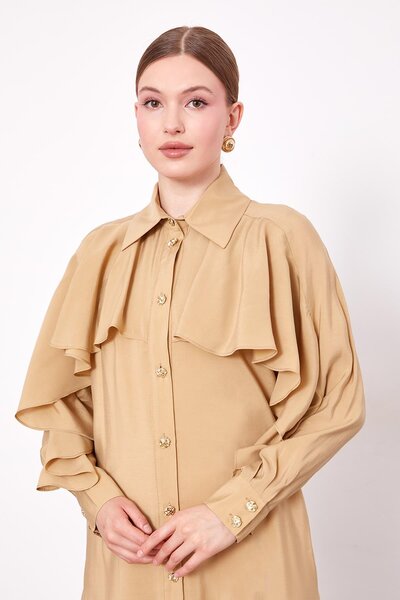 Levidor Πουκάμισο με λεπτομέρεια Camel Volan