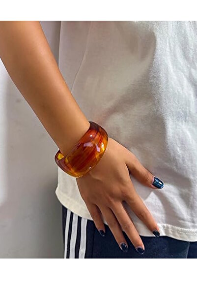CAŞ DEKORASYON Kahverengi Kalın Kemik Mika Bileklik
