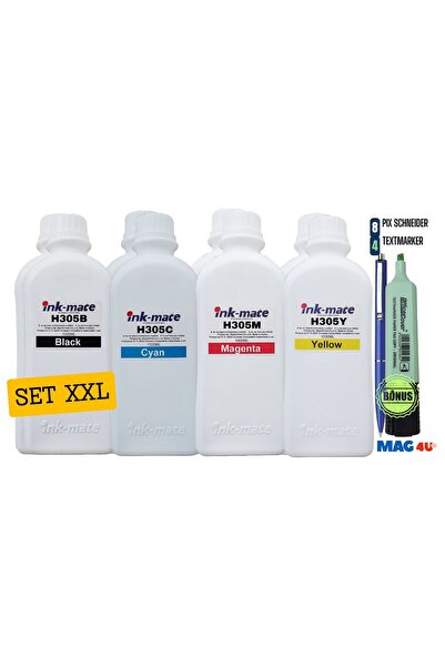 Ink-mate Pachet Flacon Refill Cerneala 2X 1000ml Negru HP 3YM61AE (305), 2X 1000ml Cyan HP 3YM60AE (