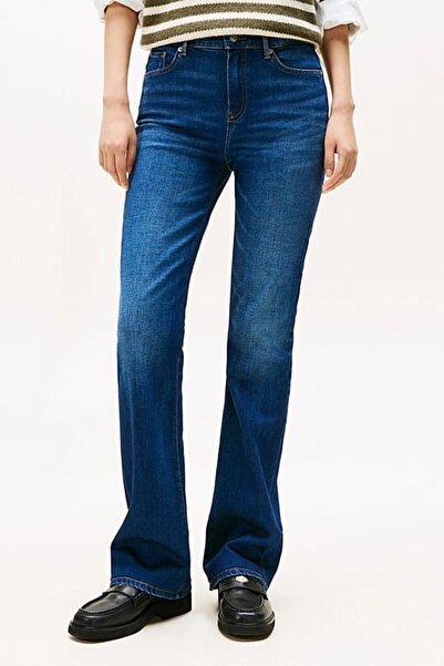 Tommy Hilfiger Kadın Orta Yüksel Bel Bootcut Fit Jean Pantolon - Mavi