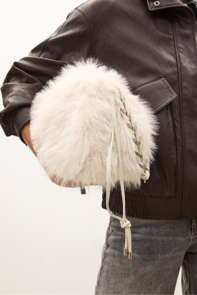 Stradivarius Suni Kürk Zincirli Kese Çanta