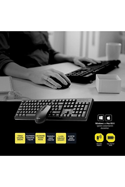 Polosmart PSK13 Kablosuz Klavye & Mouse Set Siyah