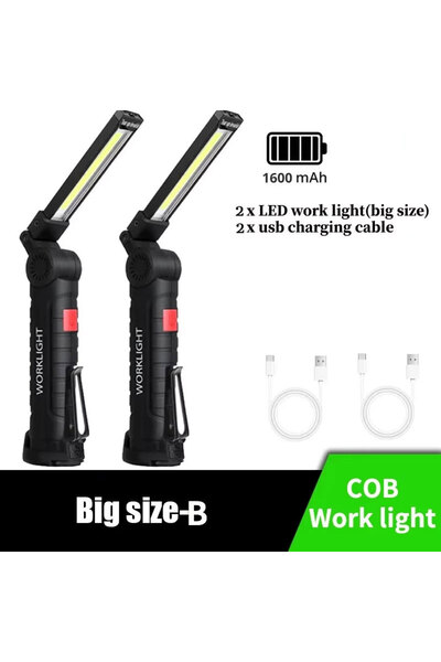 Heinast مصباح يدوي LED محمول جديد من Big-2 مزود بمنفذ USB قابل لإعادة الشحن ومصباح مغناطيسي معلق مع