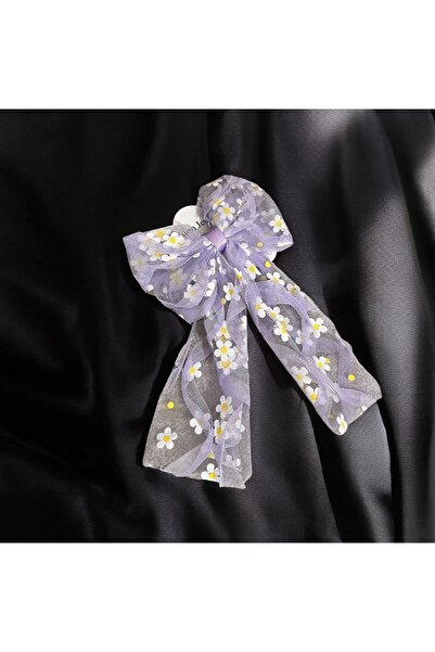 Store Daisy Printed Tulle Automatic Bow Buckle