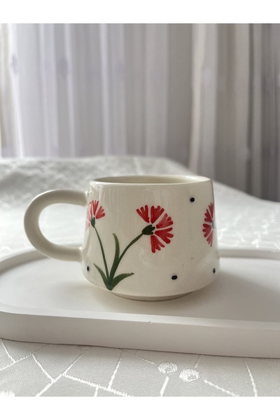 Çiçek Desenli Kupa Bardak Çay Kahve Fincanı