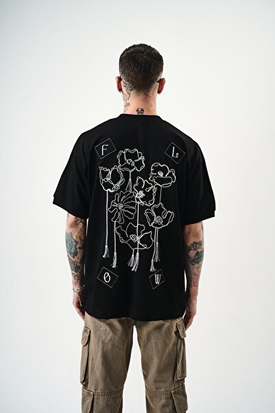 Respire Ανδρικό Flow Κεντημένο Oversize T-Shirt Μαύρο