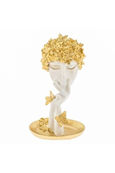 OEM Decorative Polyresin Figurine White Girl with Golden Flowers Butterflies ...