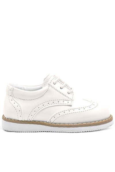 Rakerplus Cream Patent Leather Lace-Up Baby Boy Classic Shoes