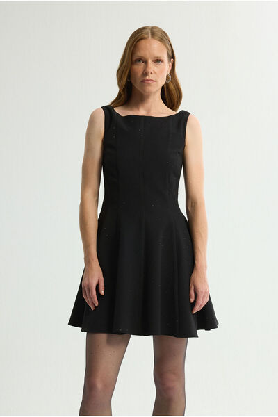 Love My Body Taş Detaylı Gabardin Elbise