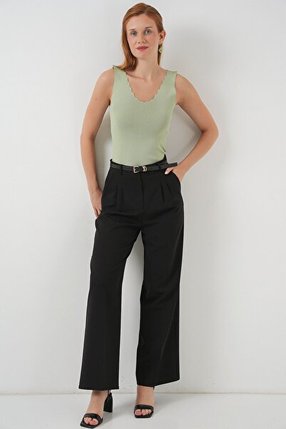 Hiccup BDART Slim Fit V Yakalı Lastikli Bluz