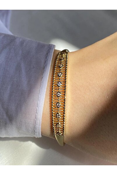 Quiness Jewelry 14 Ayar Altın Kaplama Manşet Bileklik: Zarif, Hipoalerjenik v...