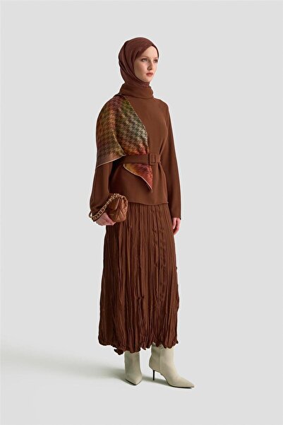 Armine Kırışık Efektli Takım 25KD1019 Kahverengi