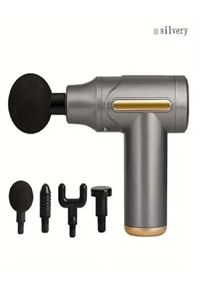 Generic Portable mini muscle massage gun with 4 heads, deep tissue electric massager with 6 lead heads