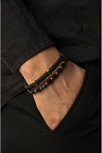 voqplus Erkek Deri Bileklik Set BL0014