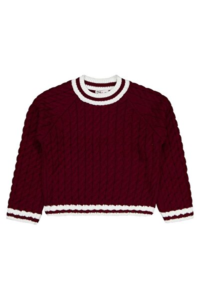 Civil Girls Yaka Çizgili 10-13 Yaş Kazak - Bordo11-12 Yaş