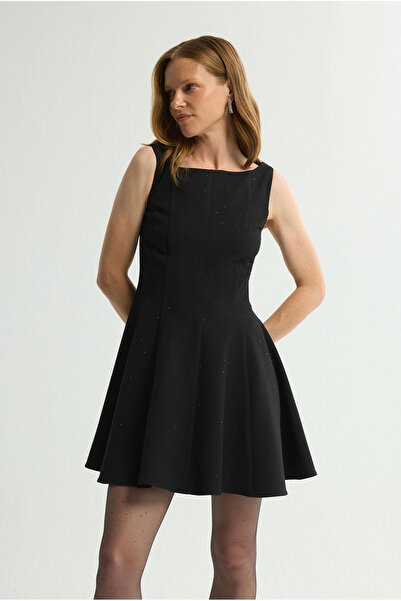 Love My Body Taş Detaylı Gabardin Elbise