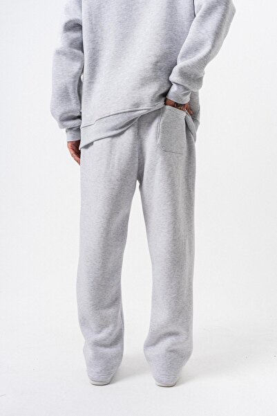 Respire Men's Basic Baggy Sweatpants with Text Detail Snow Melange