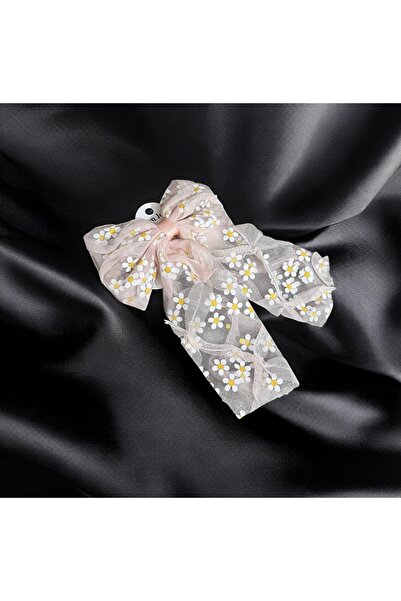 Store Daisy print tulle automatic bow hair clip