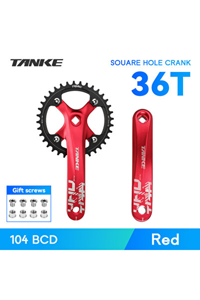 Choice كرنك أحمر - 36T TANKE كرنك دراجة 104BCD 170 مم كرنك أحمر أسود دائري 32...
