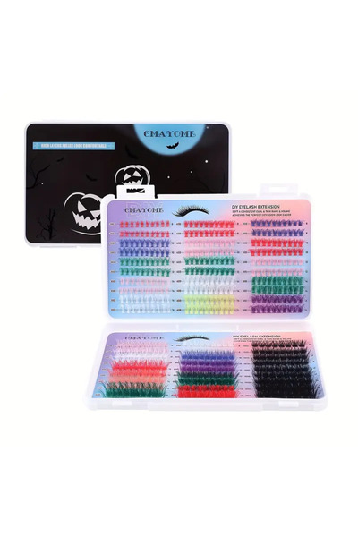 DIYEYELASH 570 Adet Kendin Yap Kirpik Seti Çok Renkli Multicolor Gökkuşağı Re...