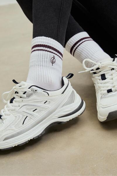 Stradivarius 2-pack of striped and embroidered socks