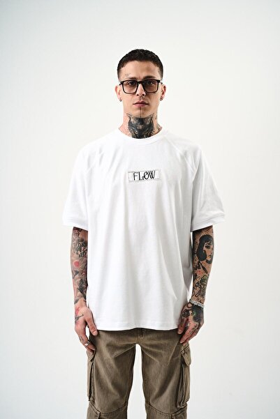Respire Ανδρικό Flow Κεντημένο Oversize T-Shirt Λευκό