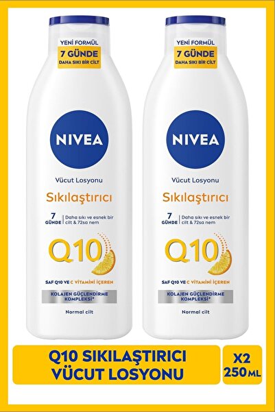 NIVEA Q10 Sıkılaştırıcı Vücut Losyonu 250ml, 7 Günde Sıkılaştırıcı, C Vitamini, Nemlendirici, X2 Adet