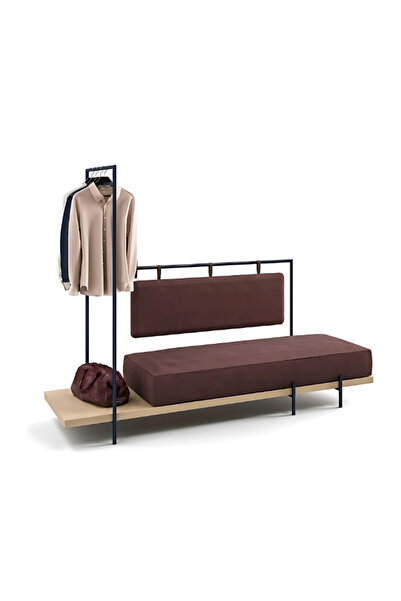 SCY Porex Çok Amaçlı Puf Bench Askılık Detaylı Modern Vestiyer Lobi Koltuğu