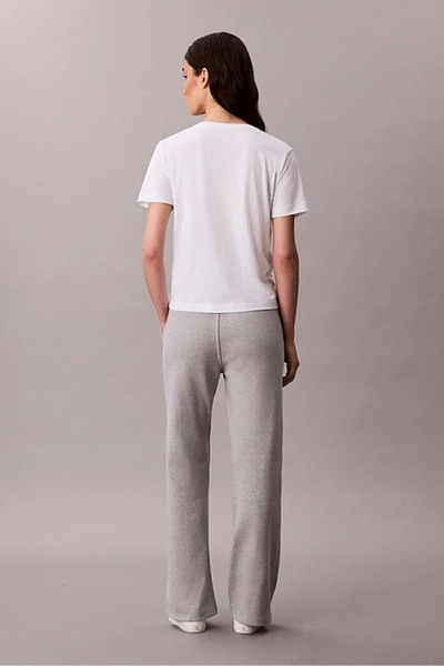 Calvin Klein Kadın Geniş Paça Önü Dikişli Eşofman Altı - Gri Melanj